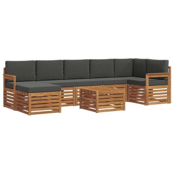 vidaXL Ensemble de canapés d'extérieur 8 pc Naturel et Anthracite