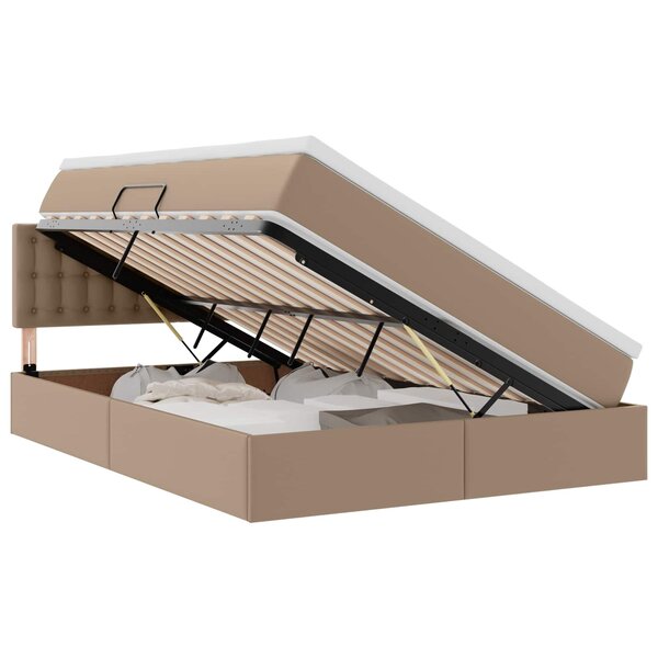 vidaXL Lit avec rangement et matelas Cappuccino 140 x 200 cm