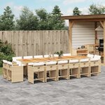 vidaXL Ensemble à manger de jardin et coussins 17 Pièces beige