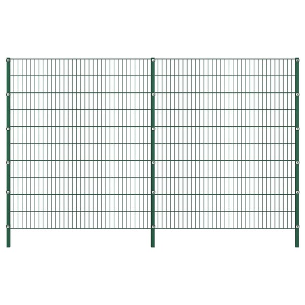Vidaxl panneau de clôture avec poteaux fer 3 4 x 2 m vert