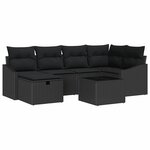 vidaXL Ensemble de canapé de jardin avec coussin 7 Pièces Noir