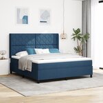 vidaXL Lit Box Spring avec Matelas & LED Bleu 180x200 cm Tissu