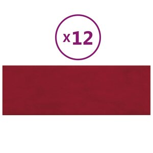 vidaXL Panneaux muraux 12 Pièces Rouge bordeaux 90x30 cm Velours 3 24 m²