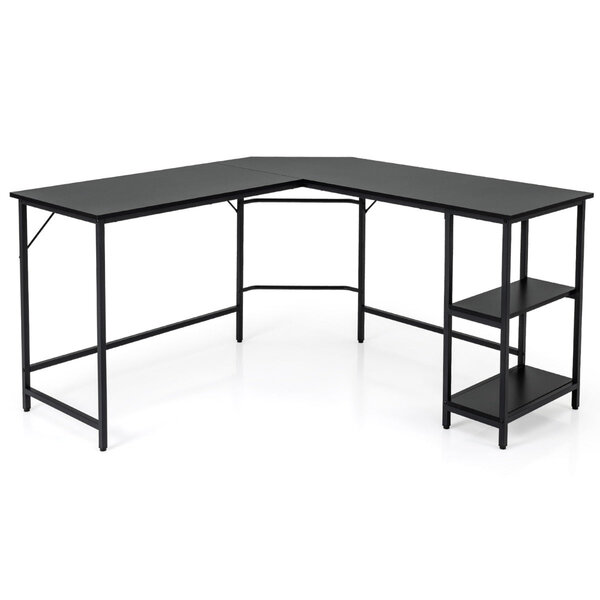 Bureau informatique en forme de L 138 x 50 x 75 cm avec rangement pratique design MDF noir 20_0010921