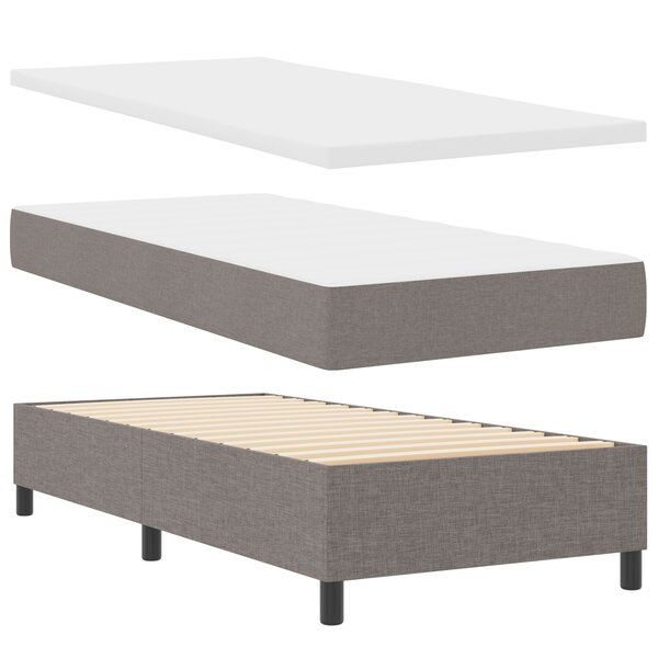 vidaXL Lit à sommier tapissier avec matelas et banc taupe 90x190 cm en tissu