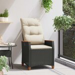 vidaXL Chaise de jardin inclinable Noir et Crème 64 x 57 5 x 112 cm