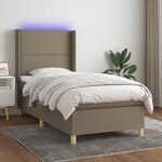 vidaXL Sommier à lattes de lit matelas LED Marron foncé 90x200cm Tissu