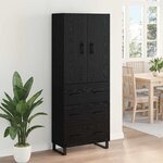 vidaXL Haut Armoire 2 Pièces Chêne noir Bois Aggloméré et Verre