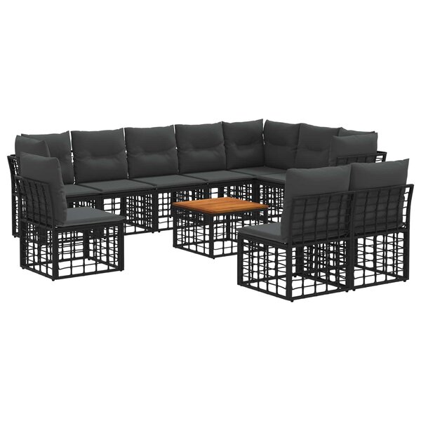 vidaXL Ensemble de canapés d'extérieur 11 Pièces Noir et Gris foncé