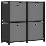 vidaXL Étagère à 4 cubes avec boîtes Noir 69x30x72 5 cm Tissu