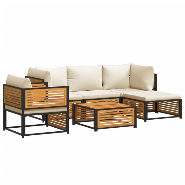 vidaXL Salon de jardin avec coussins 6 Pièces bois d'acacia solide