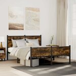 vidaXL Cadre de lit en métal sans matelas chêne fumé 150x200 cm
