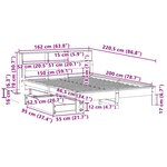vidaXL Lit bibliothèque sans matelas cire marron 150x200 cm pin massif