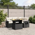 vidaXL Salon de jardin 5 Pièces avec coussins noir résine tressée
