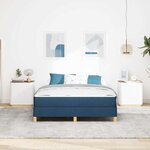 vidaXL Lit à ressorts Bleu  marron 160 x 200 cm Tissu  Bois Engineered