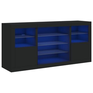 vidaXL Buffet avec lumières LED noir 142 5x37x67 cm