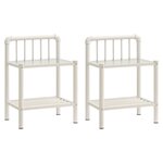 vidaXL Tables de chevet 2 Pièces Blanc et transparent Métal et verre
