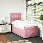 vidaXL Sommier à lattes de lit avec matelas Rose 100x200 cm Velours