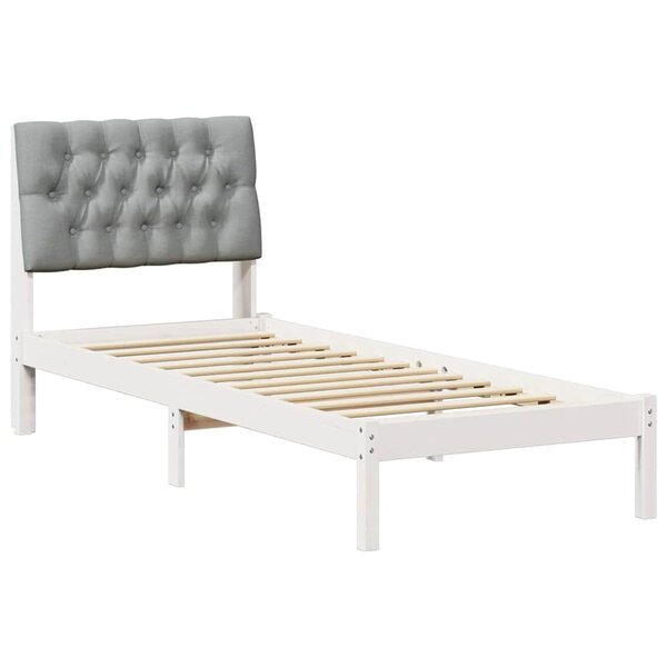 vidaXL Cadre de lit avec tête de lit rembourrée Blanc 75 x 190 cm