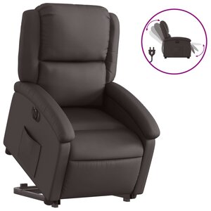 vidaXL Fauteuil inclinable électrique marron foncé cuir véritable