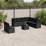 vidaXL Salon de jardin 10 Pièces avec coussins noir résine tressée