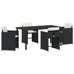 vidaXL Ensemble de salle à manger de jardin de 5 pièces avec coussins en poly rotin noir