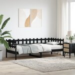 vidaXL Lit de jour sans matelas noir 90x190 cm bois de pin massif