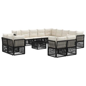 vidaXL Ensemble de canapé de jardin 14 Pièces Noir polyrotin