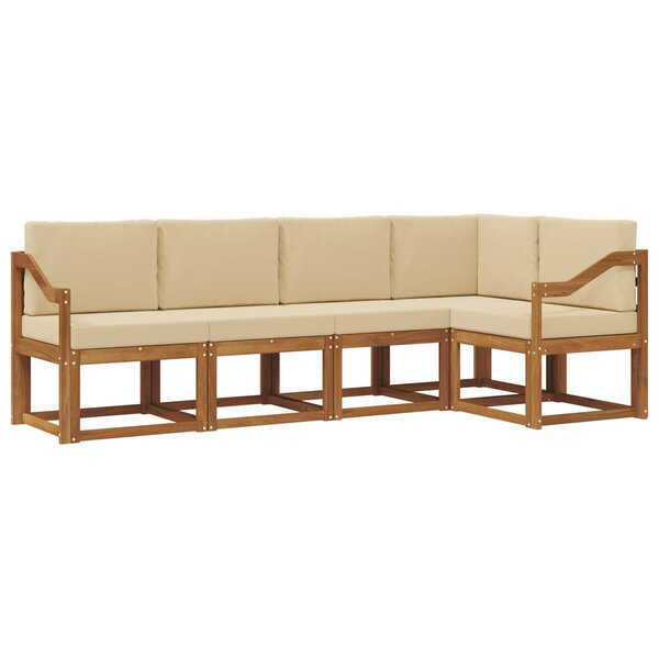 vidaXL Ensemble de canapés d'extérieur 5 pc Naturel et Beige