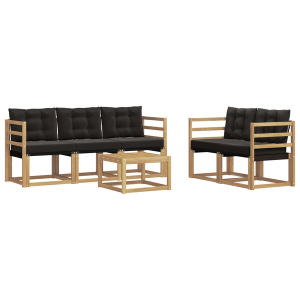 vidaXL Ensemble de canapés d'extérieur 6 pc Blanc et noir