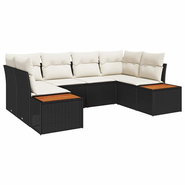 vidaXL Ensemble de canapé de jardin avec coussin 6 Pièces Noir et crème