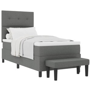 vidaXL Lit à ressorts avec tête de lit Gris foncé 80 x 200 cm tissu
