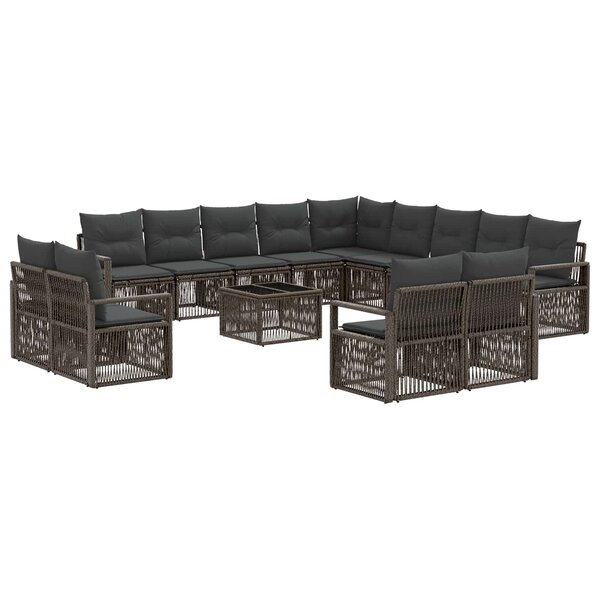 vidaXL Ensemble de canapé de jardin 14 Pièces Gris polyrotin
