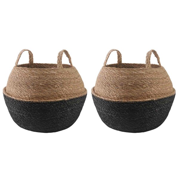 vidaXL Pot de plante avec poignées 2 pc Noir Ø 45 x 36 cm