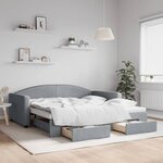 vidaXL Lit de jour avec lit gigogne et tiroirs 100x190 cm tissu