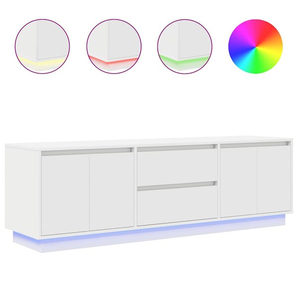 vidaXL Meuble TV avec lumières LED blanc 160 5x41x50 cm