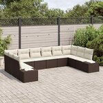 vidaXL Ensemble de canapé de jardin 10 Pièces Marron et crème Poly Rattan