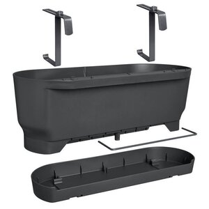 Pot de fleurs noir pour balcon L 21.2 x W 52 x H 19.4 cm