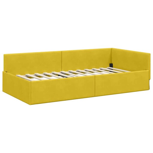 vidaXL Cadre de lit d'angle Jaune 90 cm x 200 cm tissu