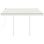 vidaXL Auvent rétractable automatique et poteaux 3x2 5 m Crème