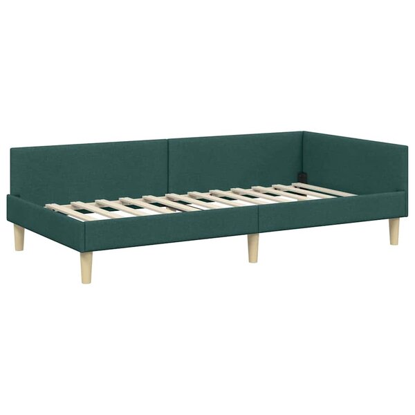 vidaXL Cadre de lit d'angle Vert foncé 80 x 200 cm tissu