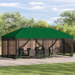 vidaXL Gazebo avec murs latéraux 6 x 3 m Vert Polyester et Acier 190