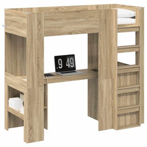 vidaXL Cadre de lit superposé avec bureau Chêne Sonoma 75 x 190 cm