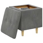 vidaXL Pouf de rangement Gris foncé 40 x 40 x 45 cm Velours