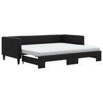 vidaXL Lit de jour avec gigogne et matelas noir 90x190 cm tissu