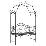 vidaXL Banc d'extérieur noir Noir Métal Grand Détails décoratifs