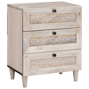 vidaXL Cabinet de chevet Beige 50 x 33 x 62 cm Bois d'acacia massif