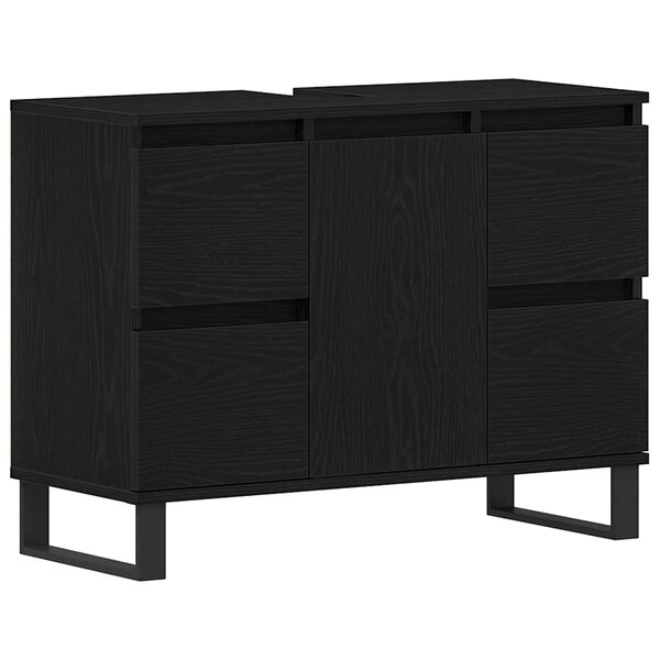 Meuble sous lavabo vidaXL Noir Chêne 80x33x60 cm Bois d'ingénierie
