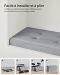 Banc de rangement pouf en velours avec couvercle avec 2 boîtes séparateur amovible capacité de charge 300 kg pour couloir salon chambre gris 12_0004158