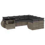 vidaXL Salon de jardin avec coussins 10 Pièces gris résine tressée